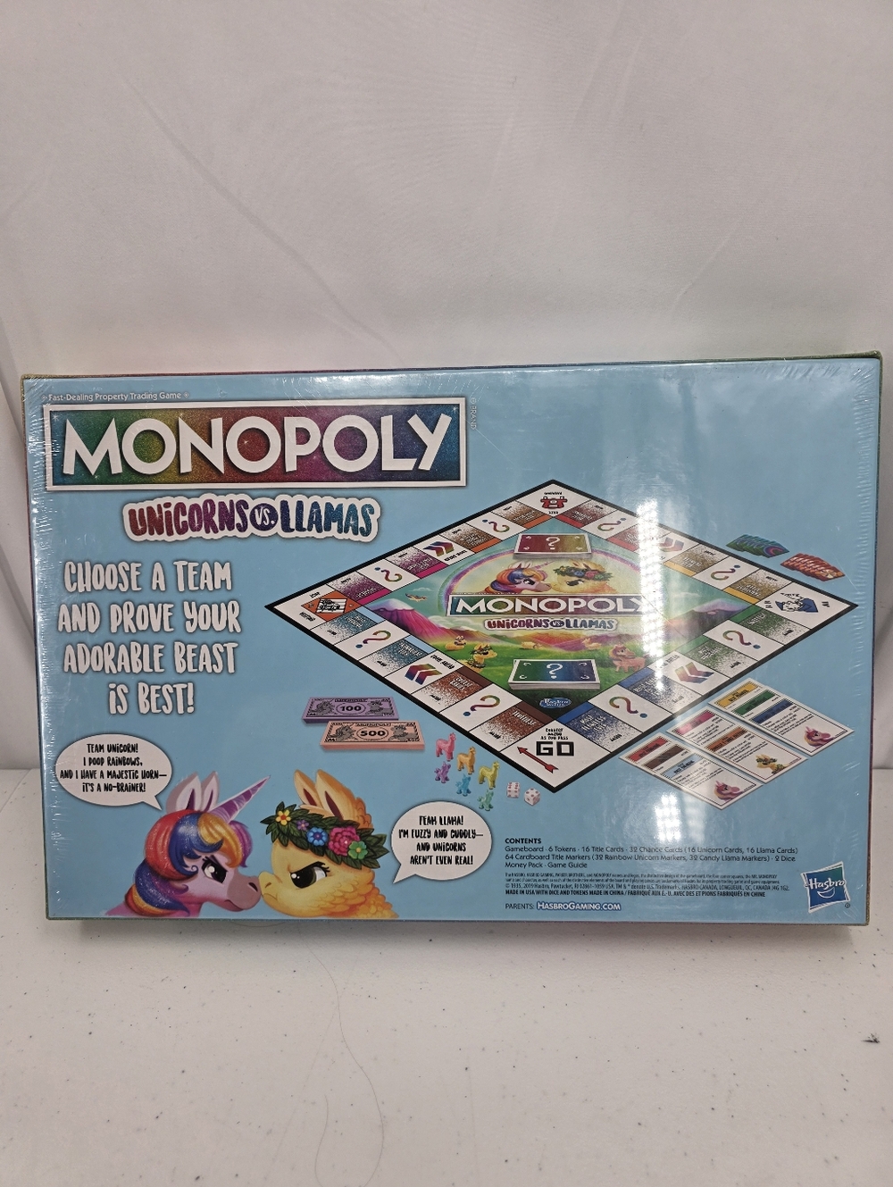 Brand‎ New Sealed Monopoly Unicorns Vs. Llamas Board Game Hasbro - Picture 2 of 4